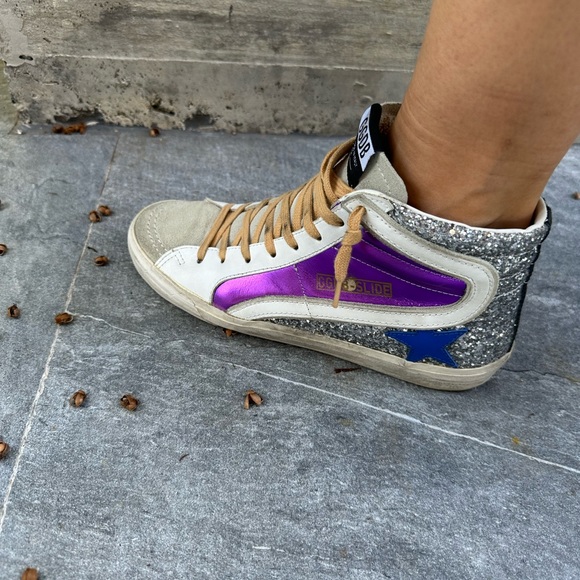 Lower 💲 TODAY ONLY Golden Goose Slides w/silver glitter - Picture 15 of 16